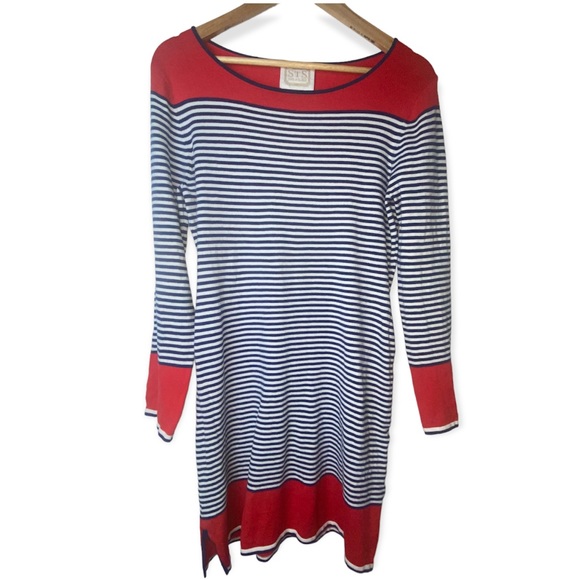 STS Sail to Sable Striped Nautical Dress Boatneck Midi Dress - Picture 3 of 5